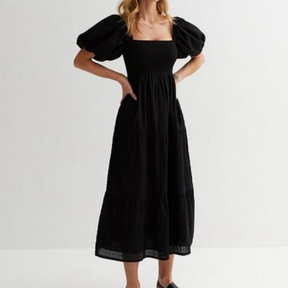 Madewell black midi dress